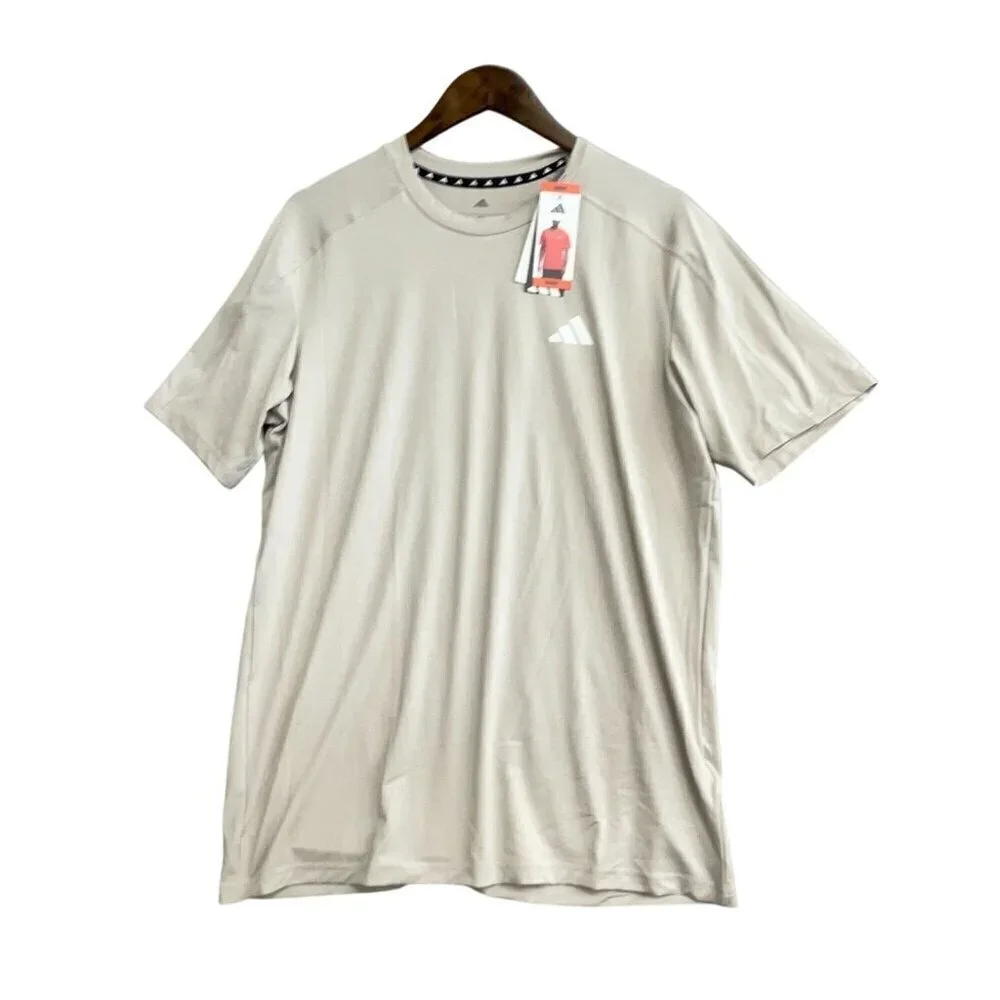 NEW Adidas Men's M Regular Fit Athletic T Shirt Short Sleeve Beige
